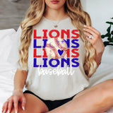 Lions Baseball Bookworm Repeat DTF Print