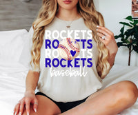 Rockets Baseball Bookworm Repeat DTF Print