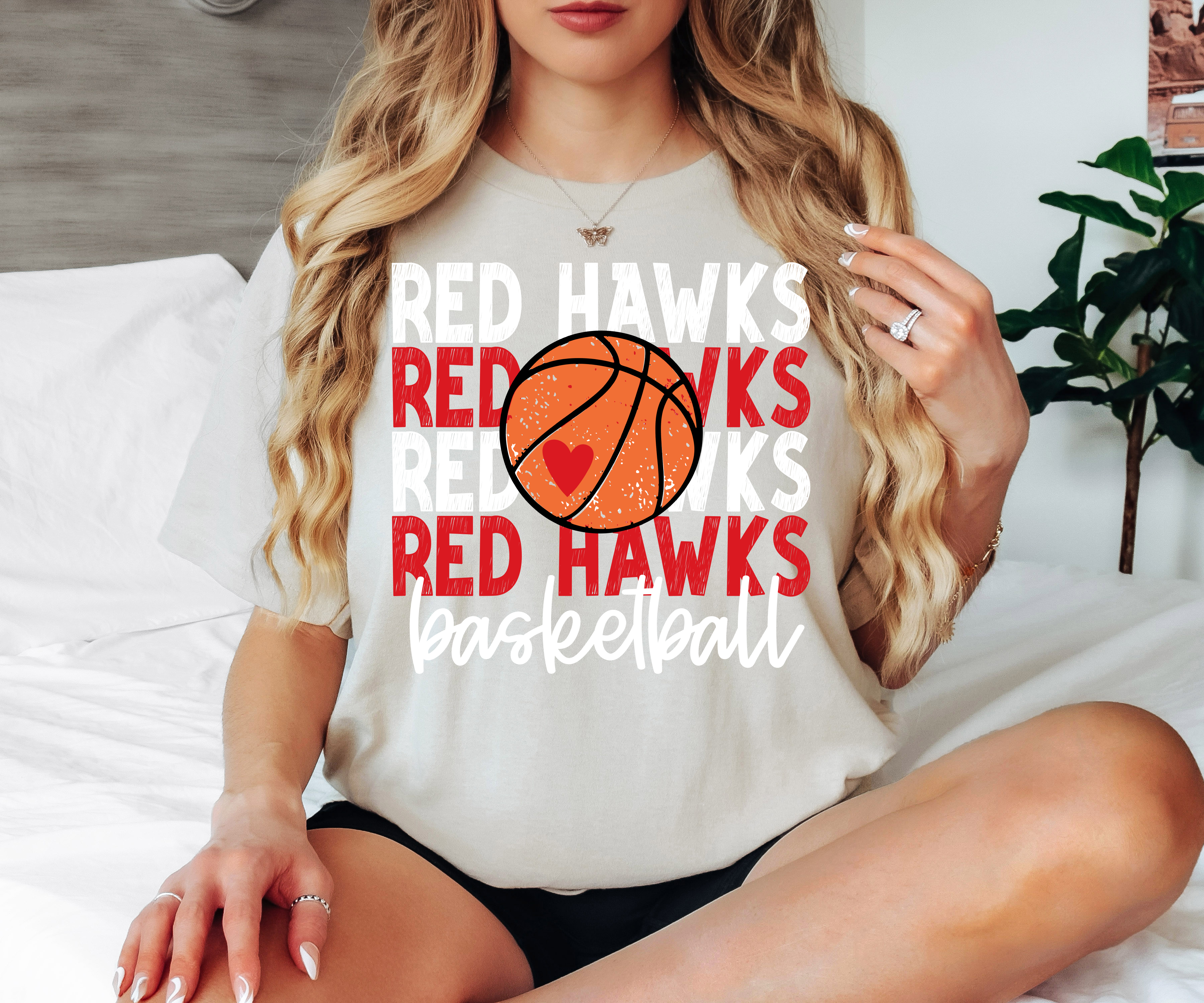 Red Hawks Basketball Bookworm Repeat DTF Print