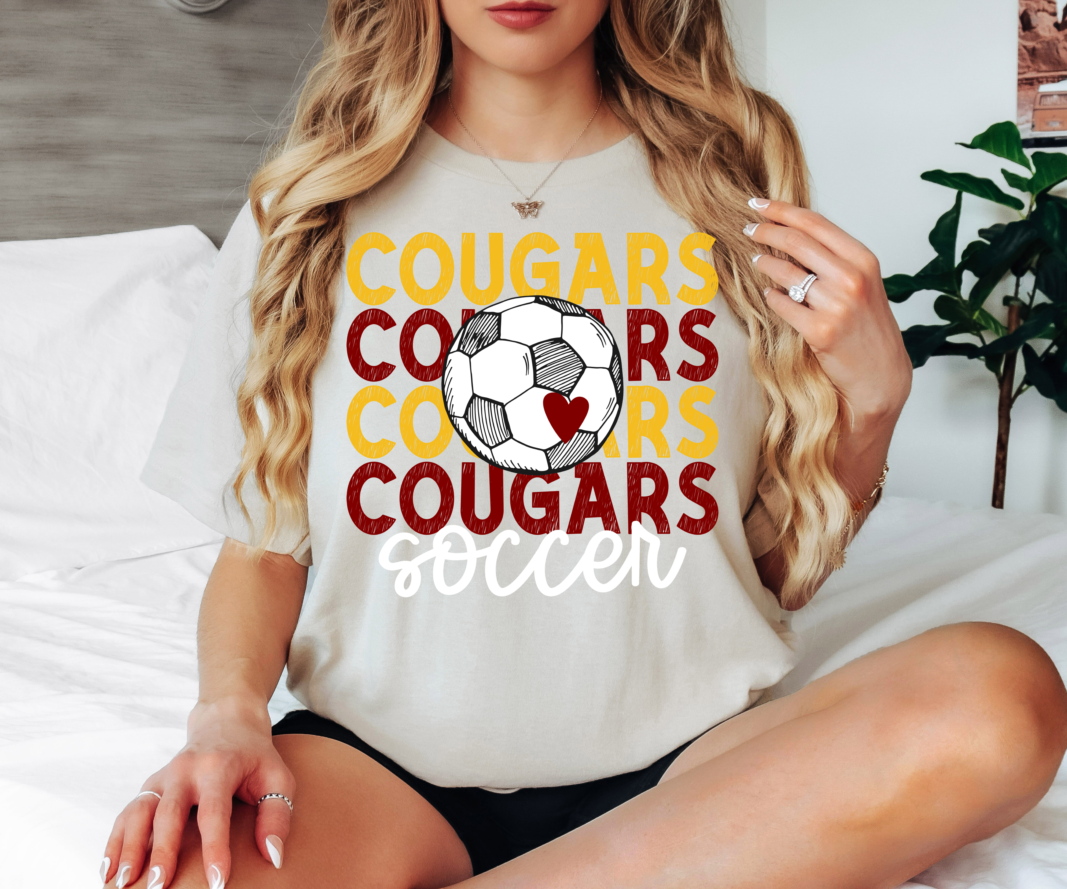 Cougars Soccer Bookworm Repeat DTF Print