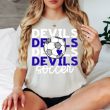 Devils Soccer Bookworm Repeat DTF Print