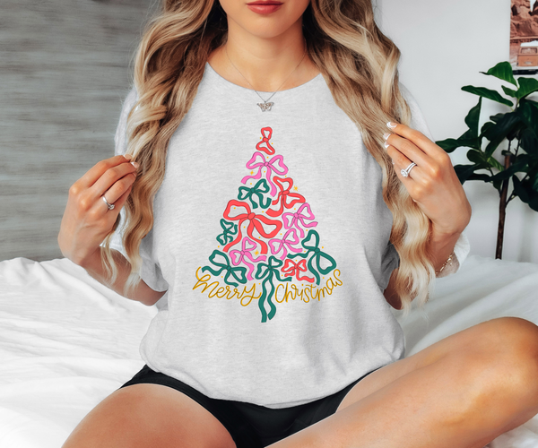 Christmas Coquette Bow Tree DTF Print