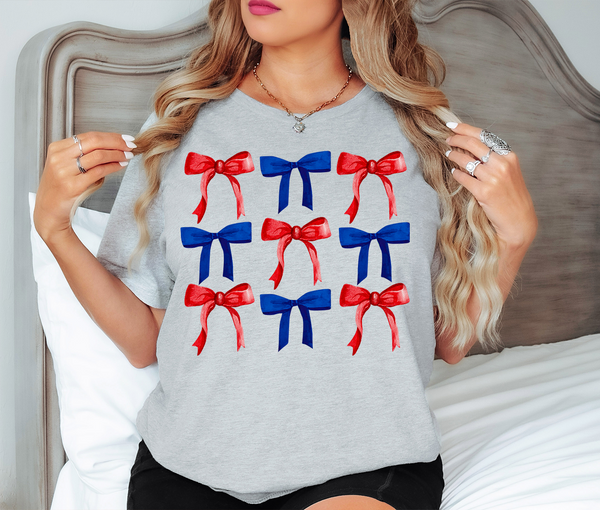 Bow Collage Red Navy DTF Print