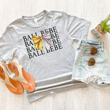 Ball Bebe Softball Baseball Bow Repeat DTF Print