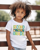 Blue Green Retro Checker Back To School DTF Print