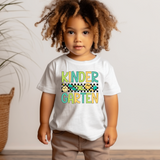 Blue Green Retro Checker Back To School DTF Print