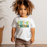 Blue Green Retro Checker Back To School DTF Print