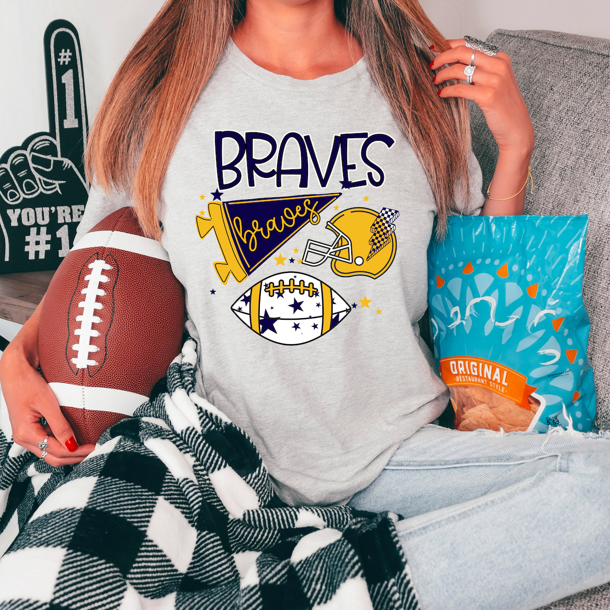 Braves Football Retrocollage DTF Print