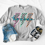 Bruins Retro Bolt Checker Teams Neon Outline DTF Print