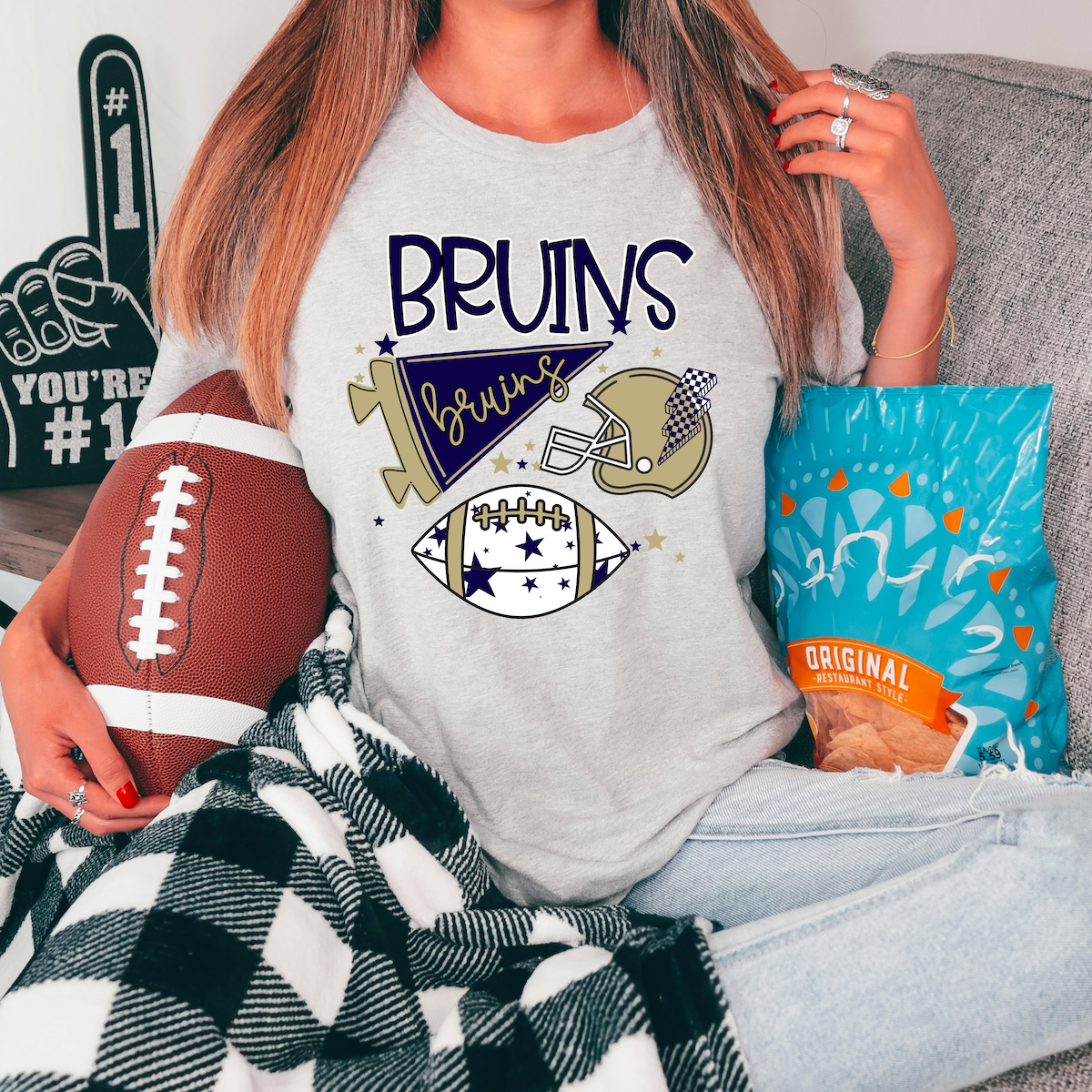 Bruins Football Retrocollage DTF Print