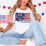 Alabama Brush Stroke Flag and Bows DTF Print