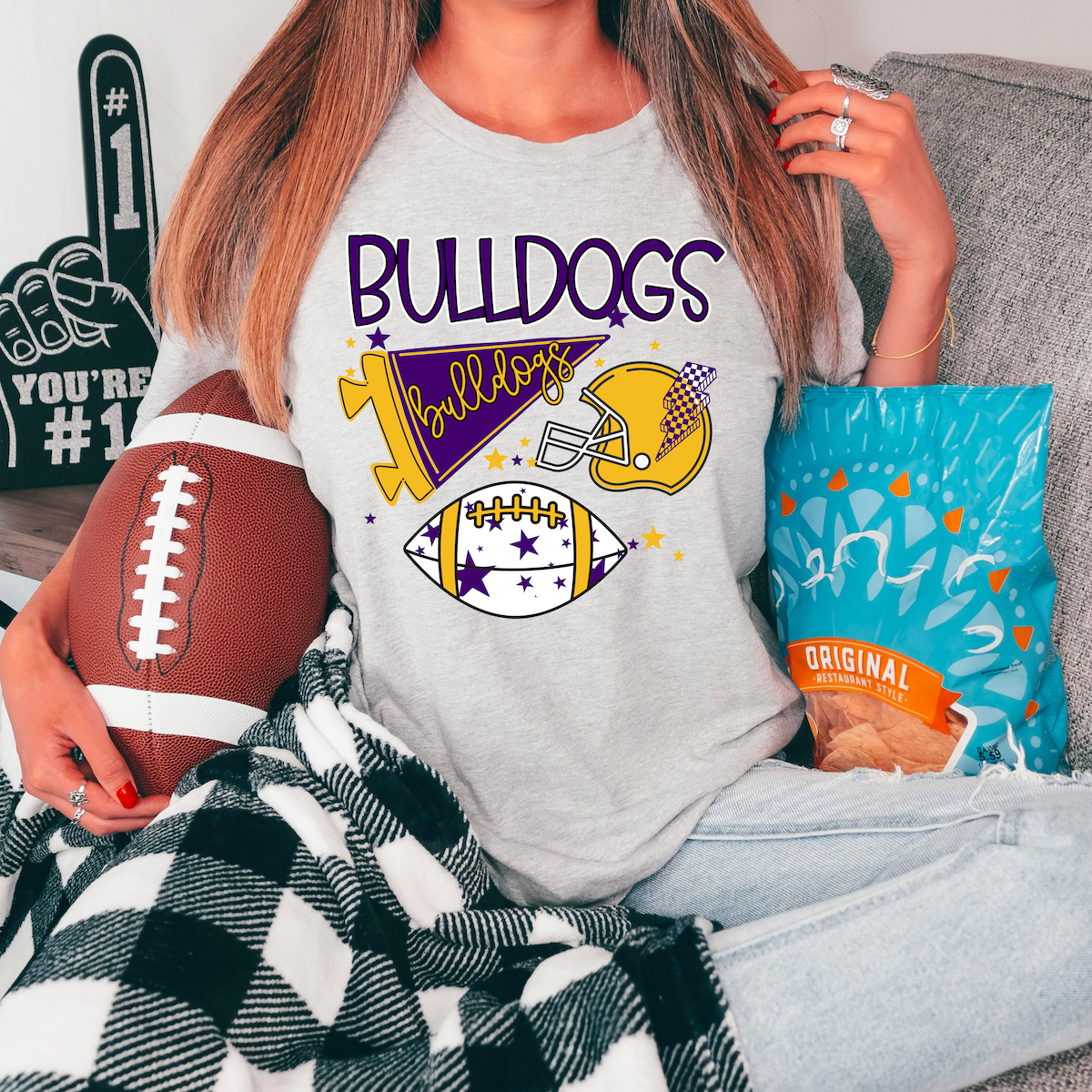 Bulldogs Football Retrocollage DTF Print