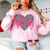 Bulldogs Valentine Checker Heart DTF Print
