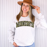 Minnesota Camo Varsity Curved DTF Print