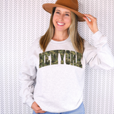 New York Camo Varsity Curved DTF Print