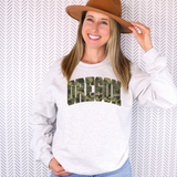 Oregon Camo Varsity Curved DTF Print