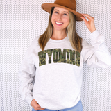 Wyoming Camo Varsity Curved DTF Print