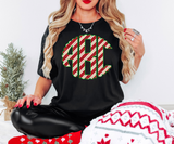 Candy Cane Glitter Effect Monogram DTF Print