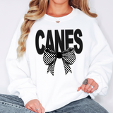 Canes Coquette Checker Bow DTF Print
