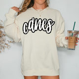 Canes Crackle Cursive Teams DTF Print