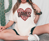 Canes Faux Glitter Heart DTF Print