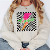 Canes Checker Bolt Distressed DTF Print