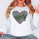 Canes Retro Checker Heart DTF Print