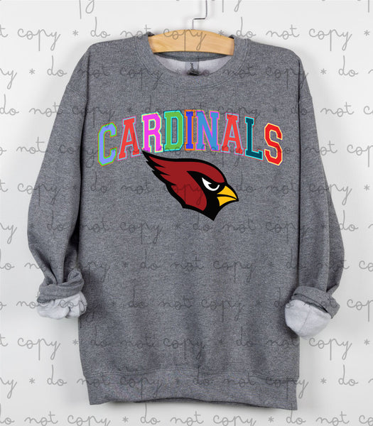 Rainbow Cardinals DTF Print