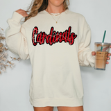 Cardinals Crackle Cursive Teams DTF Print