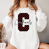 Faux Glitter Cardinals Polkadot Doodle DTF Print
