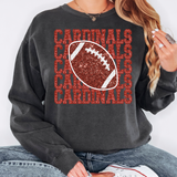 Cardinals Repeat Sequin Effect Football DTF Print