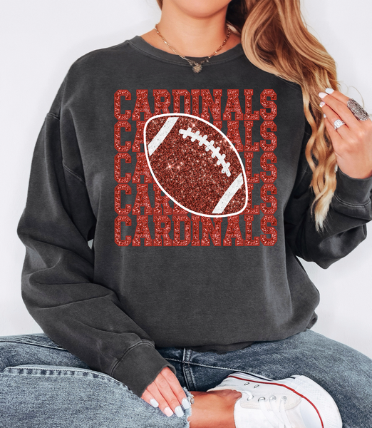 Cardinals Repeat Sequin Effect Football DTF Print