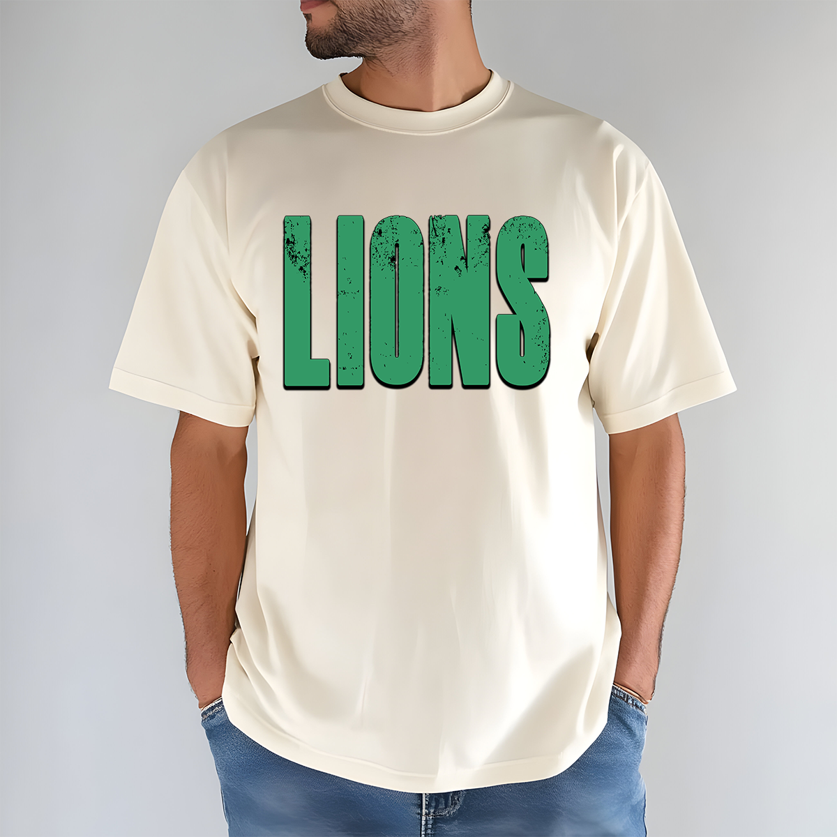Lions Unisex Shadow Team Black and White DTF Print