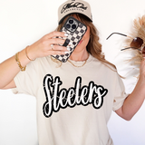 Steelers Crackle Cursive DTF Print
