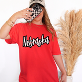Nebraska Crackle Cursive DTF Print