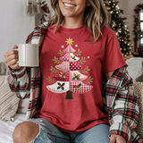 Red Patchwork Christmas Tree DTF Print
