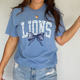 Lions Blue Floral Navy Bow DTF Print