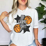 Glitter Checker Leopard Basketball Game Day DTF Print
