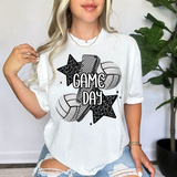 Glitter Checker Leopard Volleyball Game Day DTF Print