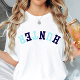 Hunter Upside Down Arch Varsity Team DTF Print