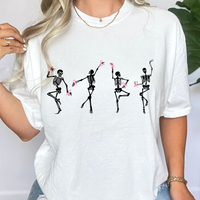 Dancing Skeletons Pink Ribbon DTF Print