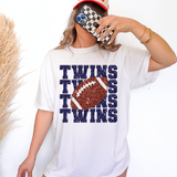 Twins Repeat Glitter Effect Football DTF Print
