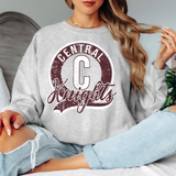 Central C Knights Grunge Circle Logo DTF Print