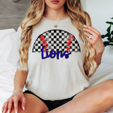Lions Checker Baseball Custom Name DTF Print
