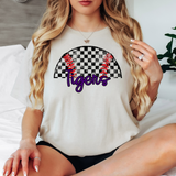 Tigers Checker Baseball Custom Name DTF Print