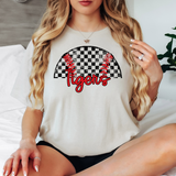Tigers Checker Baseball Custom Name DTF Print