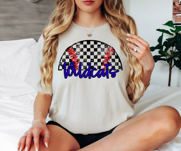 Wildcats Checker Baseball Custom Name DTF Print