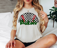 Wildcats Checker Baseball Custom Name DTF Print