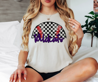 Wildcats Checker Baseball Custom Name DTF Print