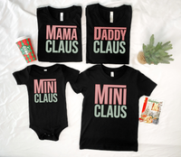 Christmas Mama Daddy Mini Claus Checker Lights DTF Print